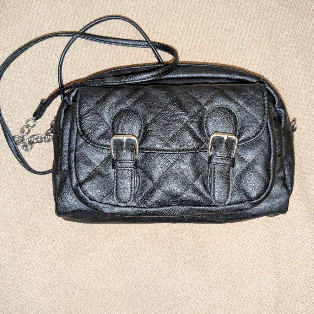 Candie's Black and Silver Quilted Crossbody Bag